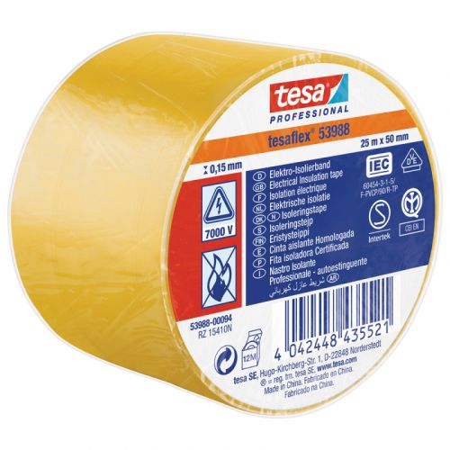Tesa 53988 ruban d'isolation electrique 25m x 50mm jaune