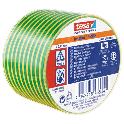 Tesa flex soft pvc tape jaune-vert 25mm x 50m